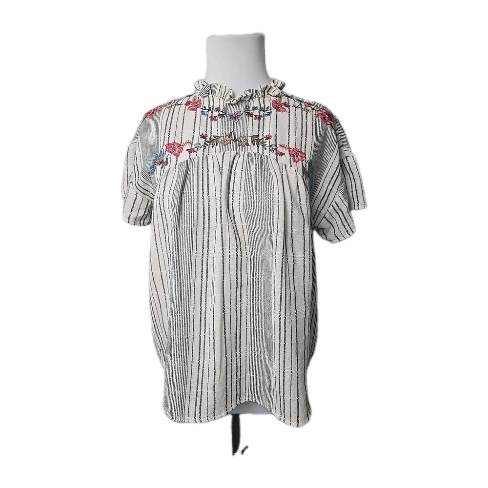EYESHADOW Striped Woven Embroidered Top Junior Medium M‎